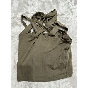 ANGL Multi Strap Camisole Women's Size Large Olive Green Rayon Spandex Stretch